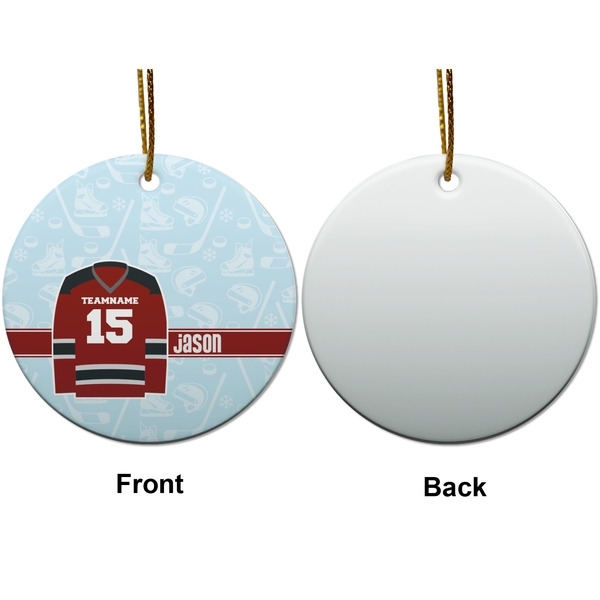 Hockey Ceramic Flat Ornament - Circle Front & Back (APPROVAL)