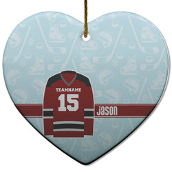 Hockey Heart Ceramic Ornament w/ Name and Number