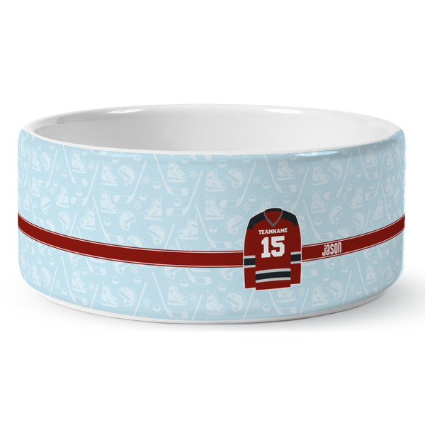 Custom Hockey Ceramic Dog Bowl - Medium (Personalized)
