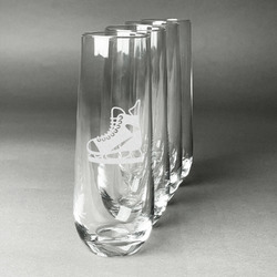 Hockey Champagne Flute - Stemless Engraved - Set of 4