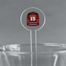 Hockey 7" Round Plastic Stir Sticks - Clear (Personalized)