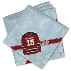 Hockey Cloth Cocktail Napkins - Set of 4 w/ Name and Number