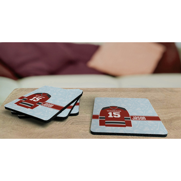 Hockey Coaster Rubber Back - On Coffee Table