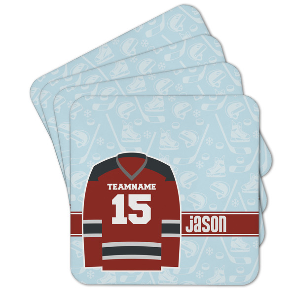 Custom Hockey Cork Coaster - Set of 4 w/ Name and Number