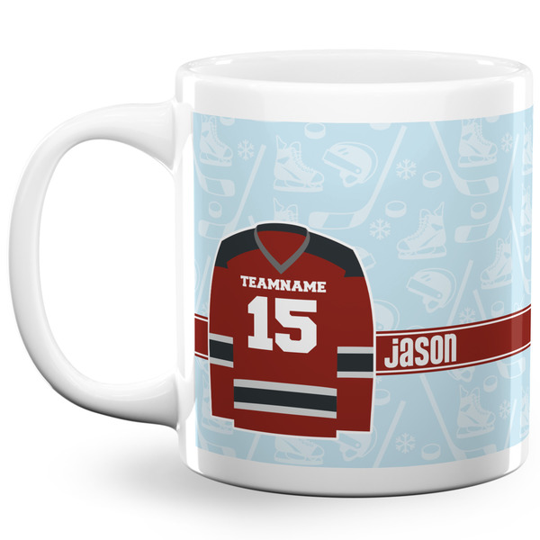 Custom Hockey 20 Oz Coffee Mug - White (Personalized)