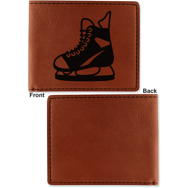 Hockey Cognac Leatherette Bifold Wallets - Front and Back Single Sided - Apvl