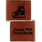 Hockey Cognac Leatherette Bifold Wallets - Front and Back