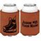 Hockey Cognac Leatherette Can Sleeve - Double Sided Front and Back