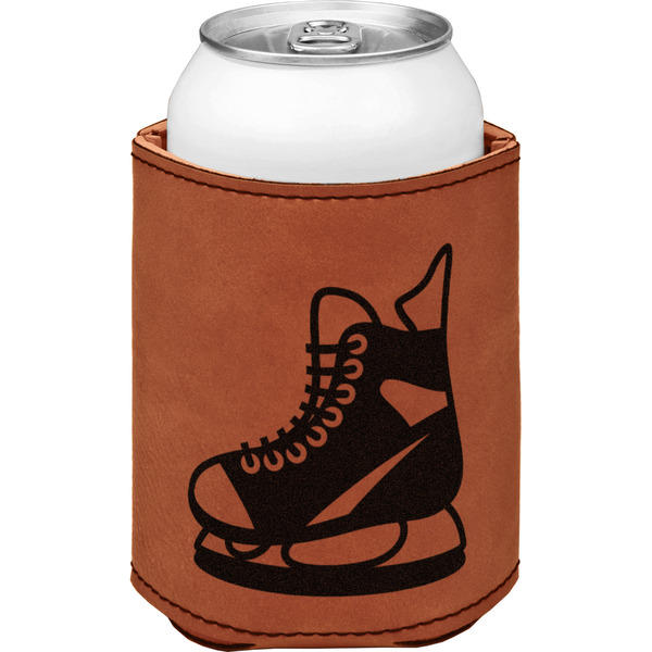 Custom Hockey Leatherette Can Sleeve - Double Sided (Personalized)