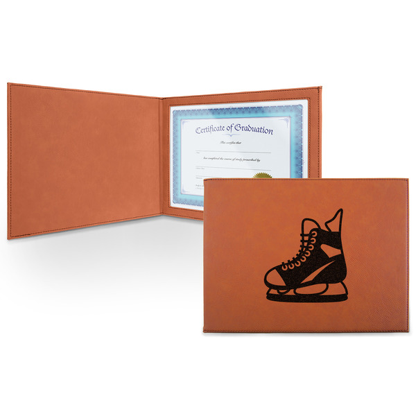 Custom Hockey Leatherette Certificate Holder - Front