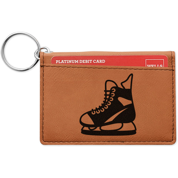 Custom Hockey Leatherette Keychain ID Holder - Single Sided