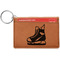 Hockey Cognac Leatherette Keychain ID Holders - Front Credit Card