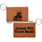Hockey Cognac Leatherette Keychain ID Holders - Front and Back Apvl