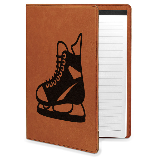 Custom Hockey Leatherette Portfolio with Notepad - Large - Single Sided