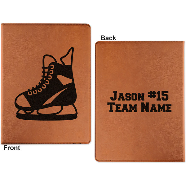 Hockey Cognac Leatherette Portfolios with Notepad - Small - Double Sided- Apvl
