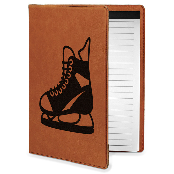 Custom Hockey Leatherette Portfolio with Notepad - Small - Double Sided (Personalized)