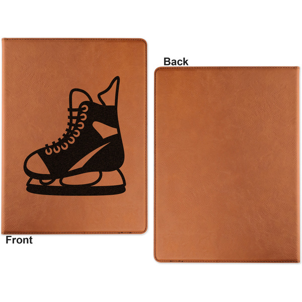 Hockey Cognac Leatherette Portfolios with Notepad - Small - Single Sided- Apvl