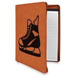 Hockey Leatherette Zipper Portfolio with Notepad - Double Sided (Personalized)