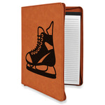 Hockey Leatherette Zipper Portfolio with Notepad - Single Sided