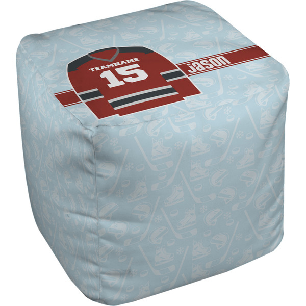 Custom Hockey Cube Pouf Ottoman - 13" (Personalized)