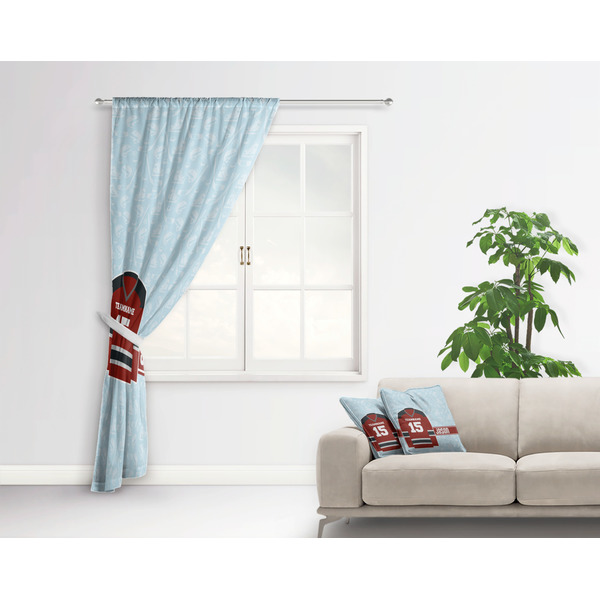 Hockey Curtain With Window and Rod - in Room Matching Pillow