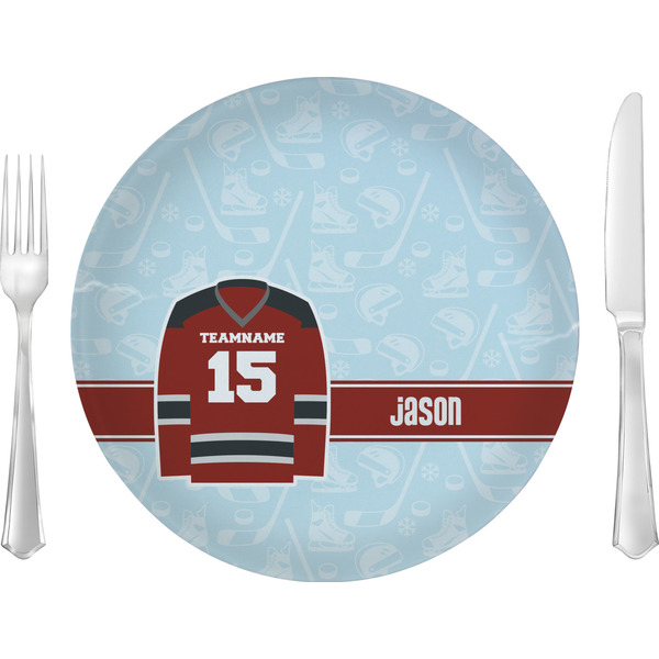 Custom Hockey 10" Glass Lunch / Dinner Plates - Single or Set (Personalized)