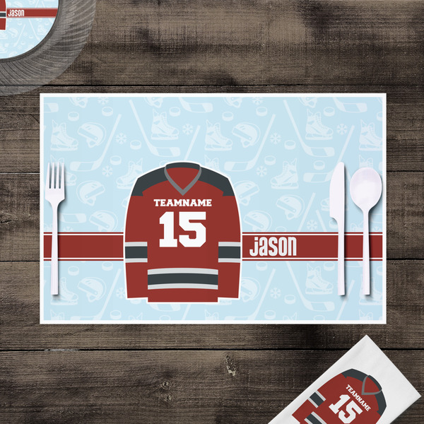 Hockey Disposable Paper Placemat - In Context