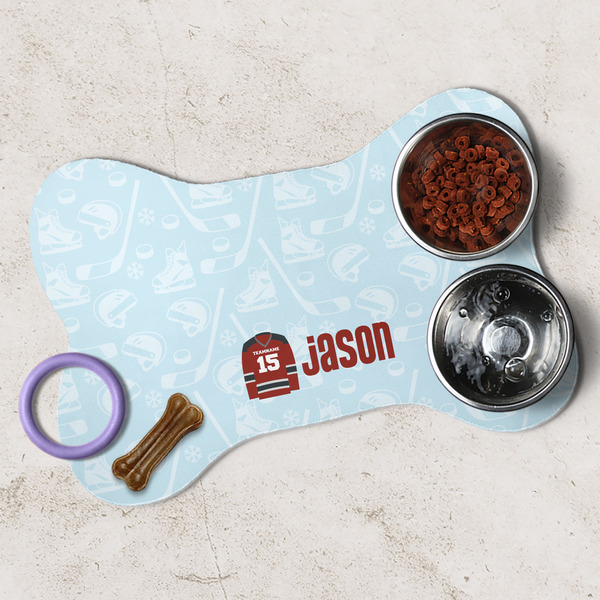 Hockey Dog Bone Shaped Mat Lifestyle