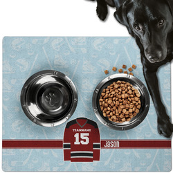 Hockey Dog Food Mat - Large w/ Name and Number