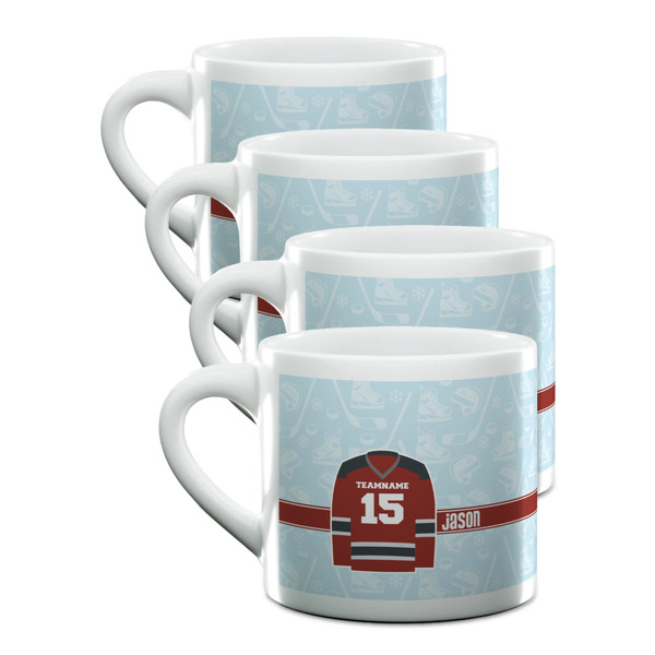 Custom Hockey Double Shot Espresso Cups - Set of 4 (Personalized)