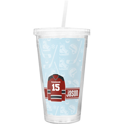 Hockey Double Wall Tumbler with Straw (Personalized)