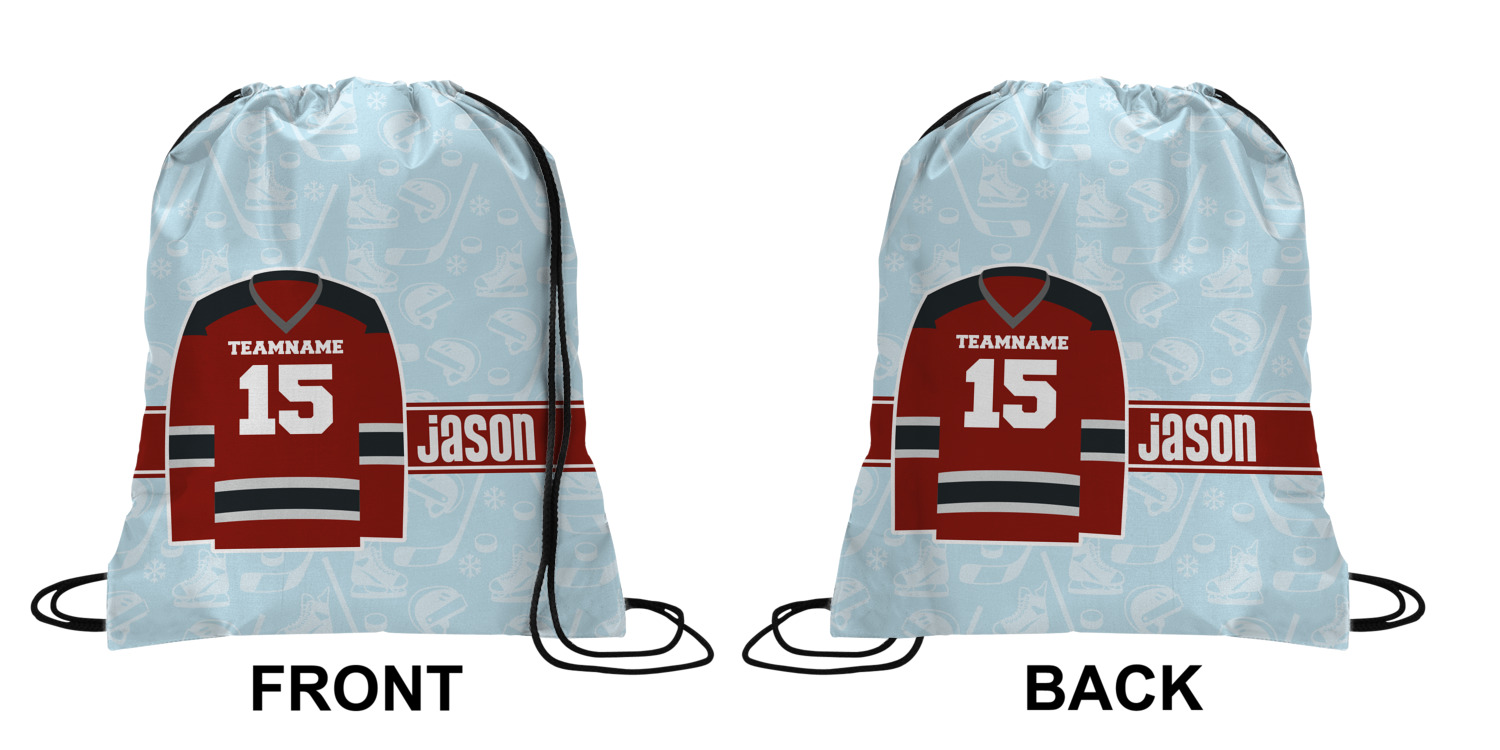 Custom Hockey Drawstring Backpack (Personalized) YouCustomizeIt