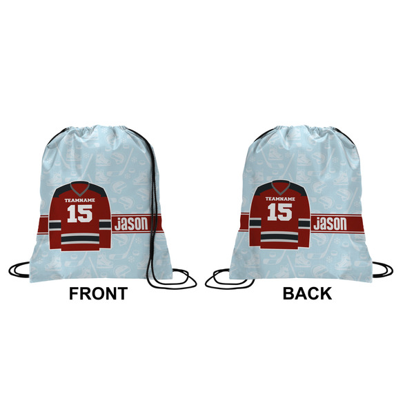 Hockey Drawstring Backpack Front & Back Small