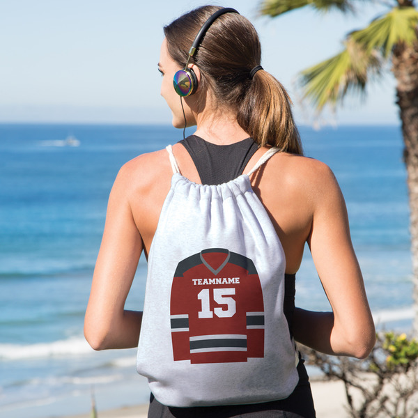 Hockey Drawstring Backpacks - Sweatshirt Fleece - Double Sided - LIFESTYLE