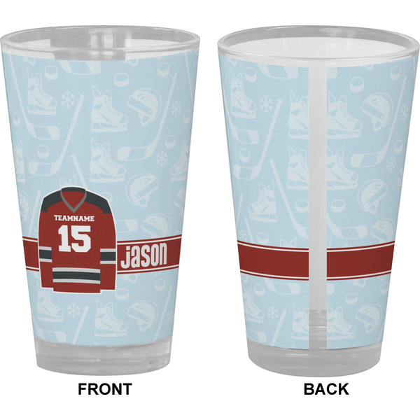 Hockey Pint Glass - Full Color - Front & Back Views
