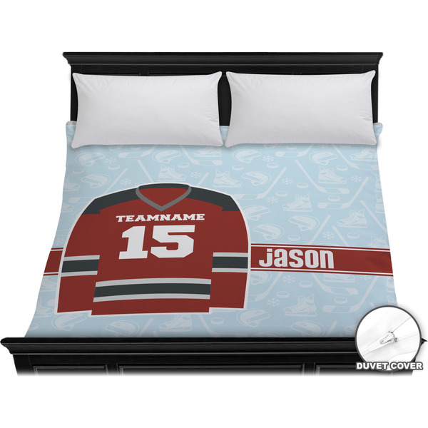 Custom Hockey Duvet Cover - King (Personalized)