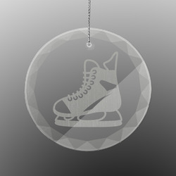 Hockey Engraved Glass Ornament - Round