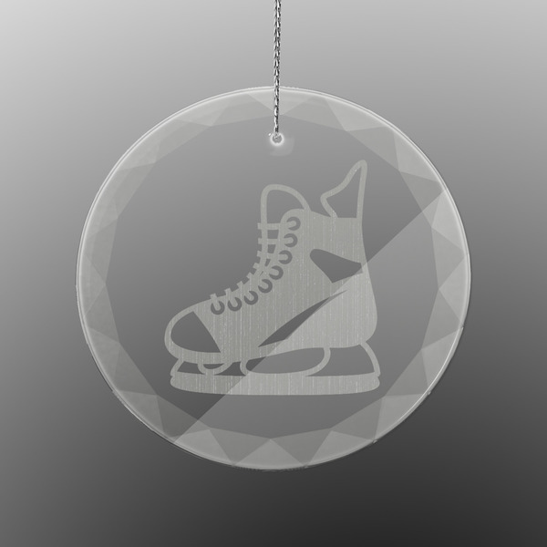 Custom Hockey Engraved Glass Ornament - Round