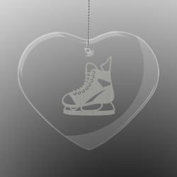 Hockey Engraved Glass Ornament - Heart