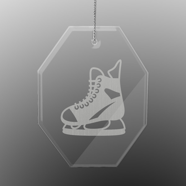 Custom Hockey Engraved Glass Ornament - Octagon