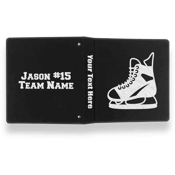 Hockey Leather Binder - 1" - Black- Back Spine Front View