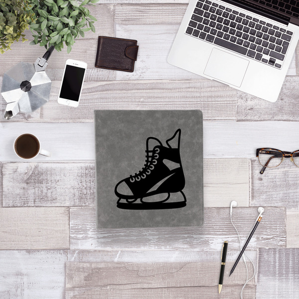 Hockey Leather Binder - 1" - Grey - Lifestyle View