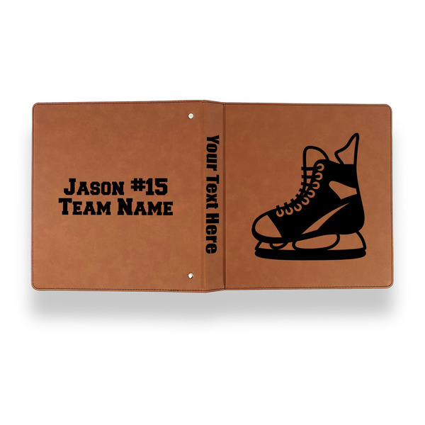 Hockey Leather Binder - 1" - Rawhide - Back Spine Front View