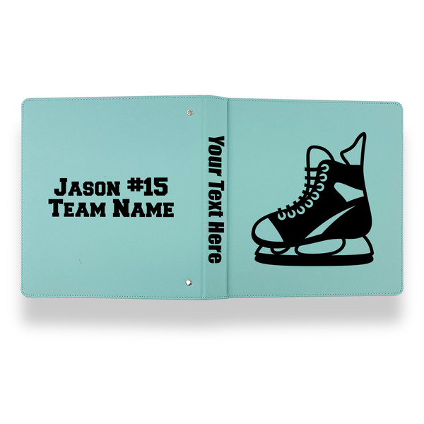 Hockey Leather Binder - 1" - Teal - Back Spine Front View