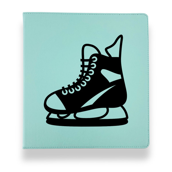 Hockey Leather Binders - 1" - Teal - Front View