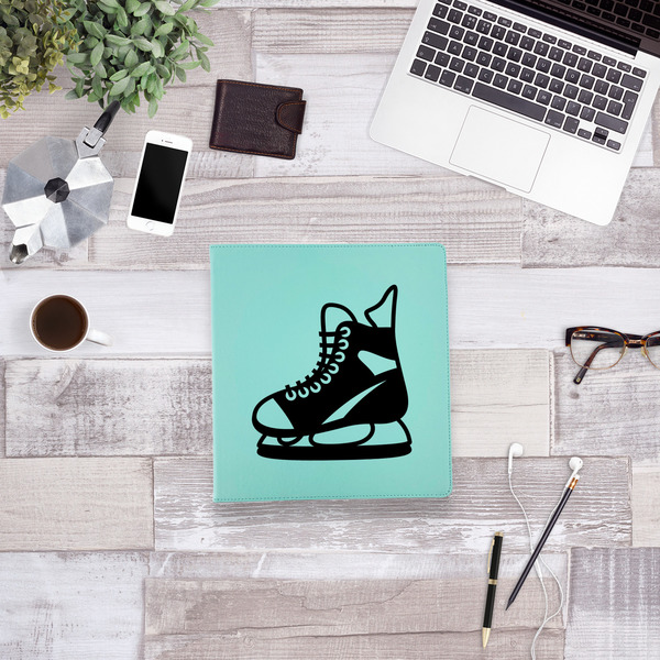 Hockey Leather Binder - 1" - Teal - Lifestyle View