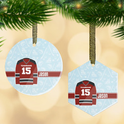 Hockey Flat Glass Ornament w/ Name and Number