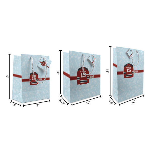 Hockey Gift Bags - All Sizes - Dimensions