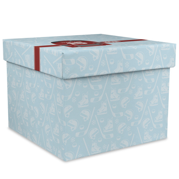 Custom Hockey Gift Box with Lid - Canvas Wrapped - XX-Large (Personalized)
