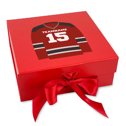 Hockey Gift Box with Magnetic Lid - Red (Personalized)